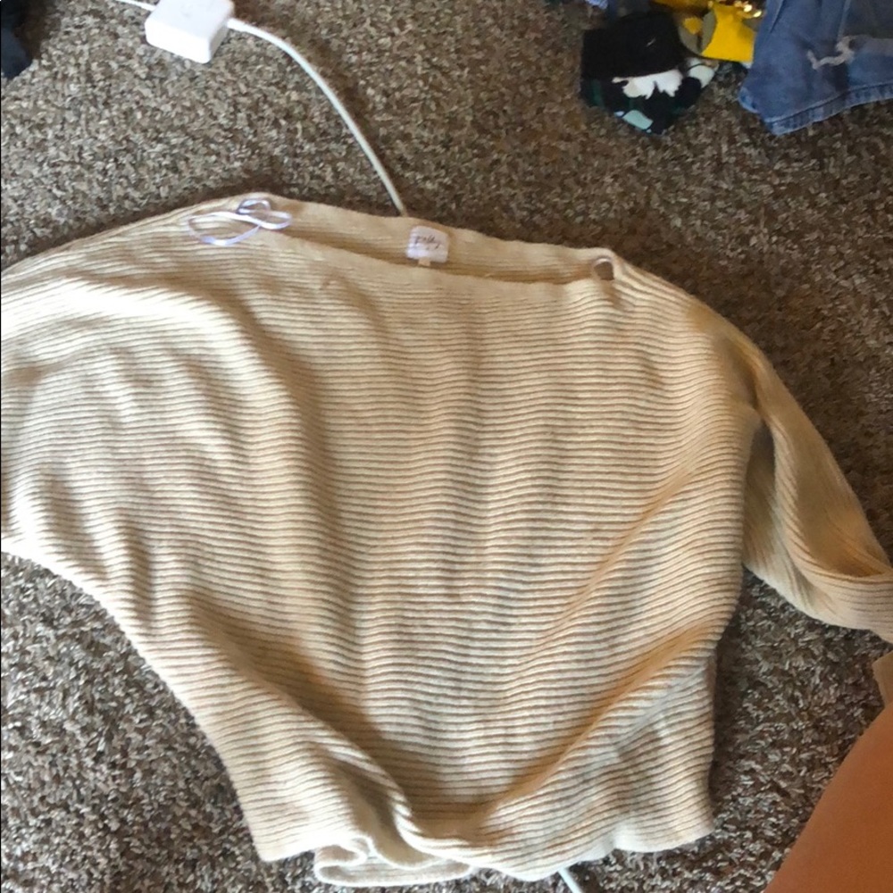 Beige sweater one off the shoulder
